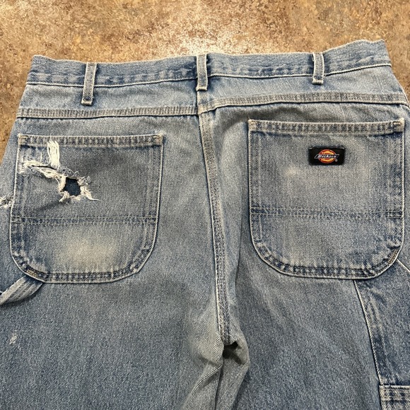 Vintage Y2k Dickies Carpenter Pants 34x30 Blue Distressed - Picture 4 of 9